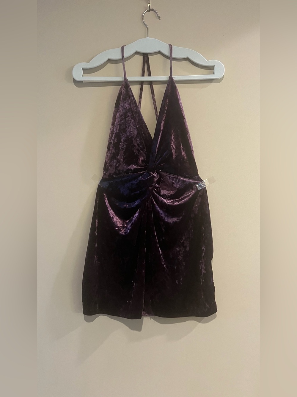 Zara Plum Purple Velvet Halter Mini Dress – Size M